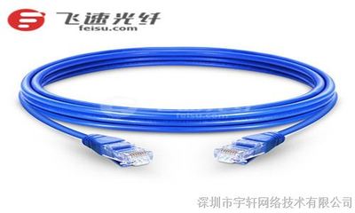 1m Cat5e超五类非屏蔽双绞线(UTP) 卡沟设计网络跳线PVC外护套(蓝色)_